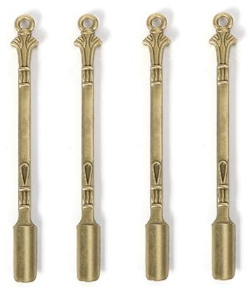 Zittop 4 mini cucharas mini pala cuchara hierbas polvo cuchara medicina cuchara cera herramienta (bronce)