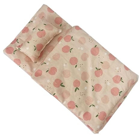 Fonowx Puppenbettwäsche mit Matratze, Puppenbettzeug 3-teilig, Decke + Kissen + Matratze, Puppenbettwäsche Rollenspiel für Puppenwagen Puppenbett Lauflernwagen Puppenreisebett Etagenbetten, Rosa