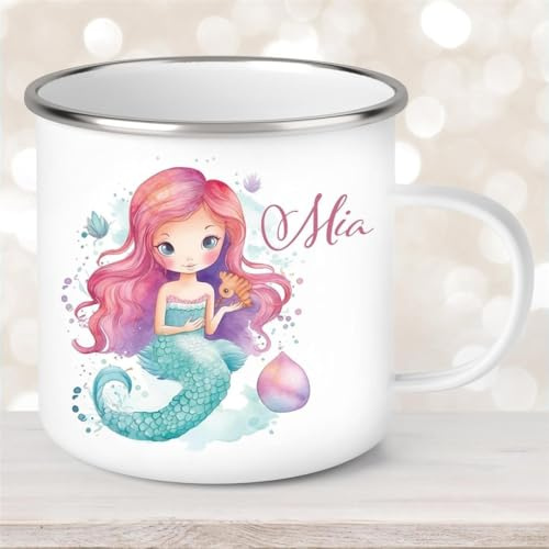 Tasse Wunschname Meerjungfrau #1 Emaille Kinderbecher