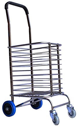YAODCHU Stainless Steel Shopping Cart, Folding Grocery Shopping Cart, Stair Cart with 4 Wheels for Grocery, Shopping, Laundry, Multi-Purpose Cart Vision