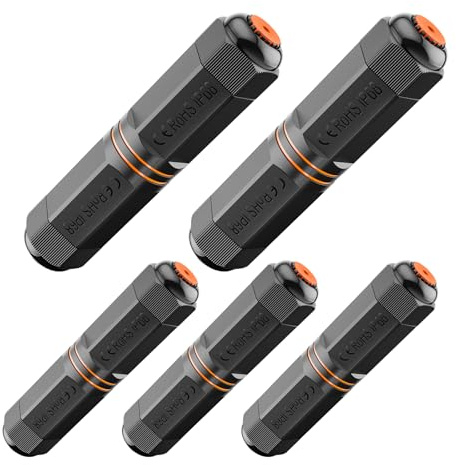 VCE IP68 Waterproof RJ45 Coupler 10Gbps, CAT6A/6/5E, Shielded, PoE, 5PCS | Tool-Free Installation | Shielded Waterproof Ethernet Connector | Female to Female Network LAN Extender