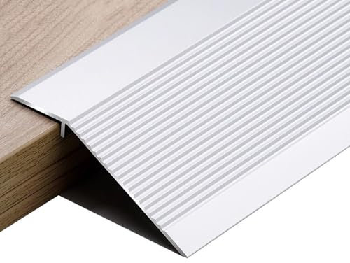 SKINCATE Übergangsleiste Boden-Übergangsprofil 1-4cm Höhenausgleichsprofil Aluminium Übergangsschiene Extra Breit 10cm Holz-zu-Fliesen Abdeckleiste(Color:Bright Silver)