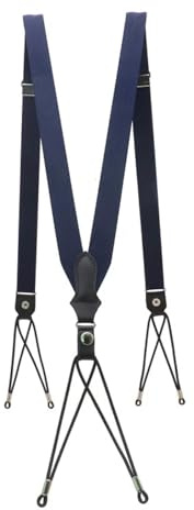 YUEZHAN Suspender Tirantes con Botones para Hombre Cinturón Elástico De Cuero Tirantes para Espalda En Y Suspensorio Vintage para Mujer Correa para Pantalones Ropa Ajustable Azul Marino