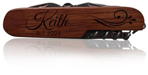 Personalisiertes Mehrzweck-Allzweckmesser mit graviertem Holzgriff,kann drinnen und draußen, im Garten, im Büro und zu Hause verwendet werden,ein tolles Geschenk für den Vatertag,Freund,Bräutigam