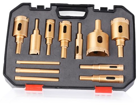 12pcs Diamond Core Drill Bit, Vacuum Brazed Diamond Hole Saw Kit (6-35mm) for Porcelain Tile Ceramic Marble Granite