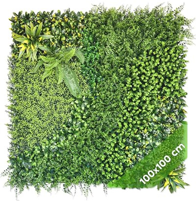 JELLE & JACOB Künstliche Pflanzenwand Indoor & Outdoor, Blumenwand Waldgrün, 100x100 cm, pflegeleicht & langlebig - für Wohlfühl-Atmosphäre, Kunstpflanzen Wand, Green Wall, Pflanzen Wand