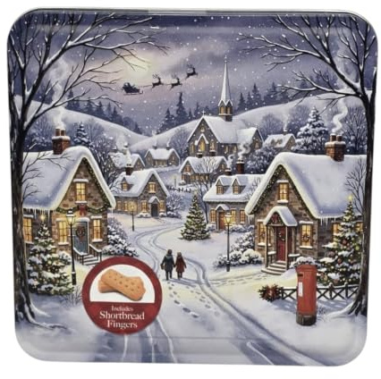 Delicious Scottish Biscuit Shortbread Fingers in 200g Gift Tin box Ideal Christmas Treat Suitable for Vegetarians (Shortbread With Christmas scene Tin box)