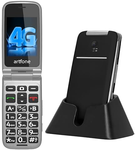 artfone G3 Black - 4G Unlocked Basic Mobile Phone for Seniors丨Flip Phone丨SIM Free Big Button Senior Mobile Phone丨2.4 Display丨 SOS Button丨Speed Dial丨USB-C丨Charging Dock丨FM Radio丨Torch丨1300mAh Battery