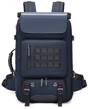 FANDARE Stöldskydd, laptopryggsäck, damer, rulltop-ryggsäck, vandringsryggsäck med USB, män, dagryggsäckar, handväska, reseryggsäck med skofack, skolryggsäck, weekender, arbete, dagsryggsäck, blå, L