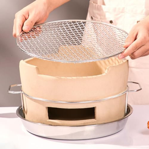 YLFFFZXK 1 Set di fornelli in Argilla per Barbecue, fornello per Barbecue in Ceramica Portatile 2 in 1, Vecchia Stufa in Ceramica, fornello a Legna da Campeggio, fornello a Carbone di Argilla, fornel