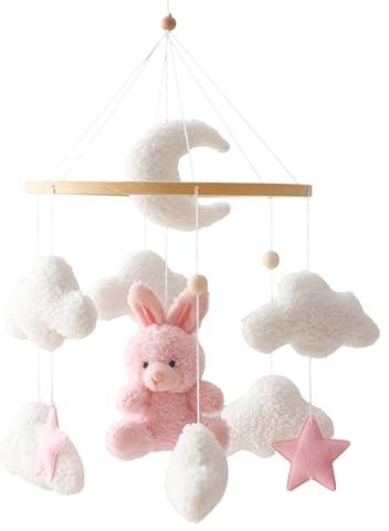 Cartoon Crib Mobile, Baby Room Decor, Soft Velvet Decoration for Girls’ Bassinets and Infants