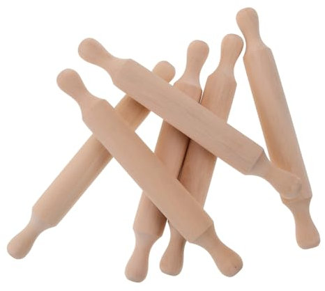 MAGICLULU Children Small Rolling Pins Mini Baking Tools 6pcs Non-toxic Wooden Dough Rollers for Boys and Girls Preschool Play and Craft Dough Accessories