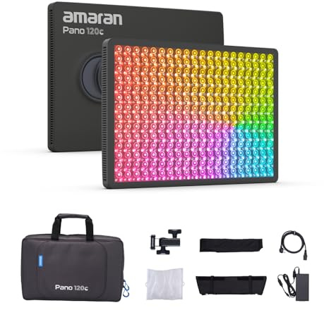 Amaran Pano 120c Kit 120W RGBWW LED Video Light Panel App Control, CCT 2300K-10,000K Photography Studio Lighting with Softbox Box/12 Scenes/Support USB-C PD/for