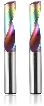 Trvoxviq 2 Stück Alu Fräser 8m Schaft Einschneider Fräser VHM Fräser Schaftfräser Fräser Aluminium 25mm Schnittlänge mit DLC Beschichtung CNC Fräser Holz für Aluminium