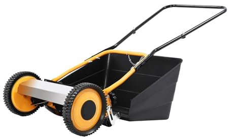 Tosaerba manuale in acciaio e alluminio con lame a 5 tagli, altezza regolabile 12 – 42 mm, tagliaerba a mano con 2 ruote anteriori