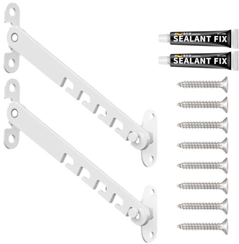 KUMSODE 2 Pezzi Limitatore Apertura Finestra in Alluminio, Braccio Regolabile, a Vasistas, Ferma Finestre, Antivento, Installazione Senza Foratura, con Viti e Colla Inclusi, 16,5 cm