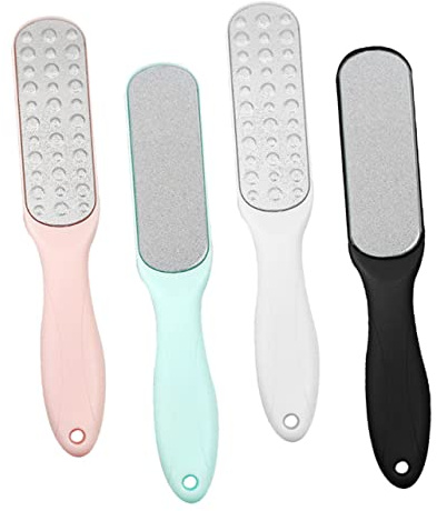 4 Limas de Pedicura de Acero Inoxidable de Doble Cara para Pies | Eliminador de Callos, Agarre Cómodo, Uso Profesional, Paquete de 4 Piezas