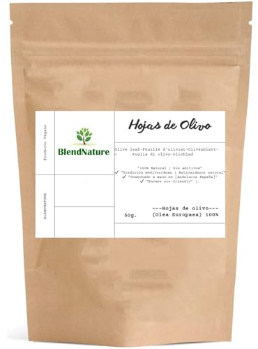 Hojas de Olivo Naturales Enteras - Seleccionada 50g –Envio 24h -Vegana - Origen España- Ideal para Infusion