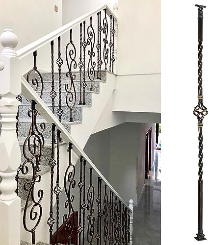 Balustrade en verre pour escaliers Conhiera en or rétro, Hiera en fer forgé avec volute en forme de panier, balustrade pour terrasse de jardin avec chaussures/Single Basket Type/5 pièces