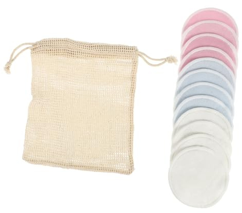 DEARMAMY 13 Stück Teiliges Wiederverwendbarer Abschminkpads aus Doppellagiger Bambusfaser mit Wäschenetz Hautfreundliche Reinigungsunterlagen für Effektive Makeup Entfernung und