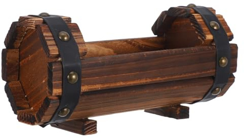 iplusmile Wooden Flowerpot Outdoor Rustic Planters for Vegetable Plants Balcony Garden Decor Carbonized Wood Barrel Planter