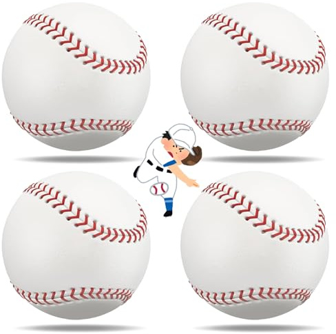 ToKinCen 4 Pack Standard 9 Inch Baseballs – Standard Training & Game Balls for Outdoor Sports, Perfect for Youth and Adult Practice, Durable Leather Cover for Long-Lasting Use