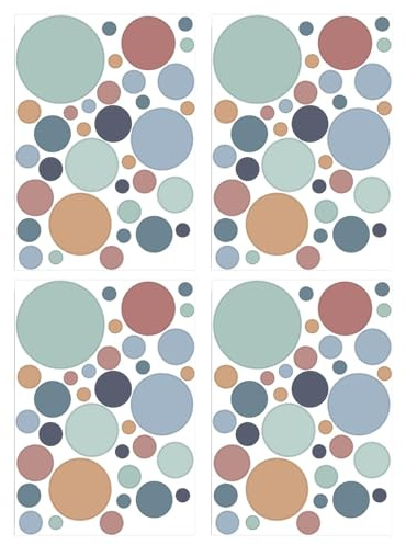 4 Bögen 140 Wandtattoo Punkte, 20*30 cm Kreis Wandaufkleber Pastell Farben Wandfolie Dots Wandsticker Kinderzimmer Punkte Dots für Wände, Türen, Möbel Wohnzimmer Nursery Decoration Babyzimmer Deko