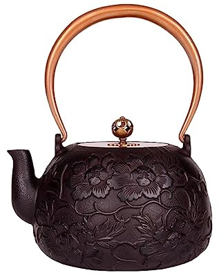 GAOJUNAN Théière et Service Théière en Fonte, Bouilloire À Thé De Grande Capacité De 1,2 L, Théière Japonaise pour Revêtement De Feuilles Mobiles Thé en Vrac
