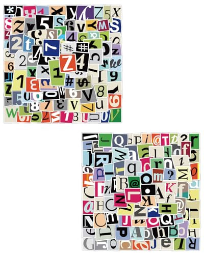 FUGLUS 200 Pezzi Adesivi Lettere Alfabeto Lettere Adesive in Vinile Numeri Adesivi Stickers Lettere Adesive Adatti per Decorazioni Regalo Album Fotografici Biglietti di Auguri DIY Scrapbooking
