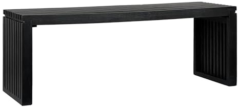 FineBuy Sitzbank 120x35x45 cm Akazie Massivholz Schwarz | geradlinige Garderobenbank, Bettbank aus Echtholz für Flur und Schlafzimmer, handgefertigtes Unikat