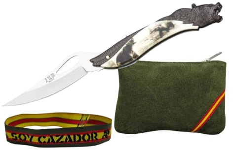 TORO SURVIVAL Pack Coleccionista 3 En 1 Para Regalo: Navaja Plegable 9 Cm 3Cr13MoV Con Liner Lock y Flipper, Monedero Camuflaje 10,5x7 Cm y Pulsera Textil Ajustable (Oso)