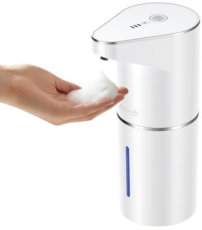 Fantictas Dispensador Automático de Jabón, Dispensador de Mano Sin Contacto de Montaje en Pared Recargable de 3 Velocidades, Dispensador Eléctrico Ajustable de 350ml con Sensor de Movimiento