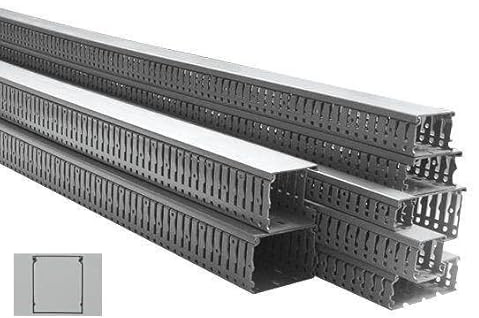 Canaleta Ranurada 80x100 – 2 Metros – PVC Resistente – Gestión De Cables – Montaje Sencillo – Apto Para Instalaciones Eléctricas – Gris
