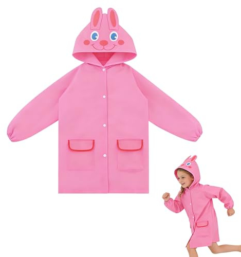 QTORCHE Imperméable Enfant 3-7 Ans (80-130 cm) - Poncho de Pluie avec Capuche pour Fille et Garçon - Manteau de Pluie Nomade Idéal pour l'École et le Vélo - Cape Pluie Enfant Respirante