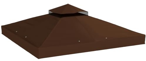 Outsunny Ersatzdach für Pavillon 3 x 3m Wasserdicht Pavillondach Kaffee | Pavillondach, Doppeldach Ersatzbezug für Gartenpavillon, Ersatzteile aus Oxford-Stoff, 370 g/m², Exkl. Rahmen