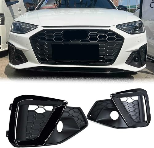 1paar Schwarz Vorne Nebelscheinwerfer Lüftungsgitter Abdeckung Blenden Front Grill Gitter passend für Audi A4 B9 S4 S Line ab 2020 MOPF mit ACC