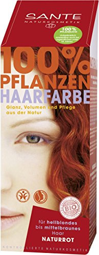 SANTE Naturkosmetik Pflanzen-Haarfarbe Pulver, Naturrot, 100 g