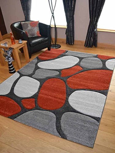 Rust Pebbles Thick Quality Modern Carved Rugs Runner Small Extra Large Soft Mat Cheap (80cm x 150cm)