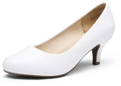 DREAM PAIRS Women's Low Heel Wedding Party Pumps | 2.5 Heel, Classic Round Toe, Slip-on, Comfortable Latex Insole, Durable Slip-resistant Outsole