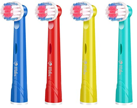 Toothbrush Heads Compatible with Oral B - Milos Kids 4 Pack Replacement Brush Heads for Most Braun Oral B Electric Toothbrushes, Deep and Precise Cleaning Toothbrush Heads