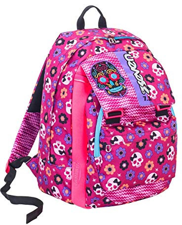 Zaino scuola elementare bambina SEVEN - MEXI GIRL - Rosa - estensibile - 201001841 - VARIANT SYSTEM - 32 LT - inserti rifrangenti 43,5 x 30 x 21 Cm estensibile con materiale elastico