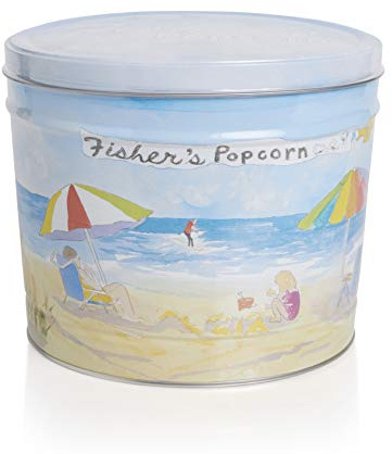 Fisher's Popcorn | Caramel Flavor | 2 Gallon Decorative Metal Tin