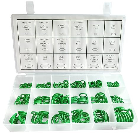 Beduan AC376M 270 Stück Kompressor O-Ringe Kit 18 Größen Auto Klimaanlage O-Ring Sortiment Set (grün)