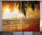 ABAKUHAUS Strand Rustikaler Gardine, Sonnenuntergang Karibik Palmen, Schlafzimmer Kräuselband Vorhang mit Schlaufen und Haken, 280 x 175 cm, Gelbes orange Blau