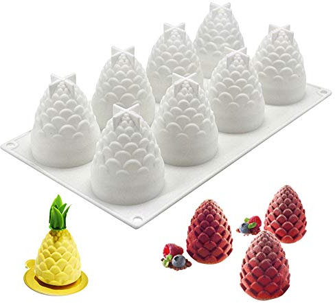 Ziyero 3D Weihnachten Tannenzapfen Kuchen Schimmel Kiefernzapfen Silikonformen Tannenzapfen 3D Mousse Form für Weihnachten, Verzieren Kuchen, Gelee, Süßigkeiten, Schokolade, Seife, Eiswürfel Usw—Weiß