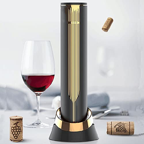 Abridor EléCtrico PortáTil, Abrebotellas Recargable, Sacacorchos AutomáTico Con Base De Carga, Cortador De Papel De Aluminio Y Cable De Carga Usb, (Negro)