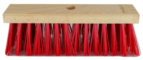 Straßenbesen 28 cm, Elaston rot, Flachholz