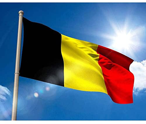 Drapeau Belgique 150 x 90 cm avec 2 œillets Métalliques Grand Drapeau National Belge Fanion Tissue Vives Flag Belgium Parfait Pour Les Festivals, Manif, Decoration Extérieur du Jardin