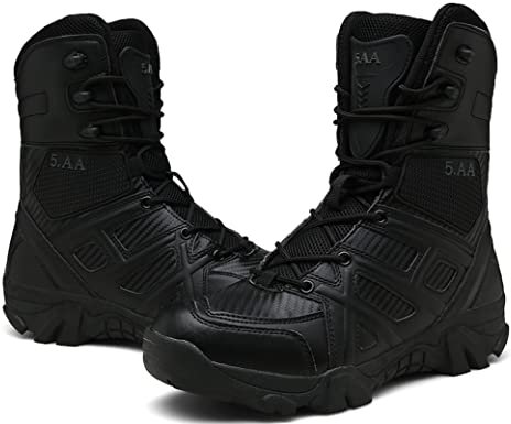 5.AA JX881 Tactical Boot mit YKK-Zipper Schlüsselanhänger Wanderstiefel Wanderhalbschuhe Schwarz 43EU