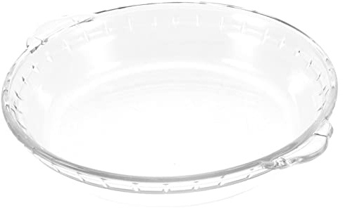 Angoily 8 Inch Heat-Resistant Glass Baking Dish with Handles, Classic Shape Pie Plate for Oven and Microwave Use, Nonporous Glass Dish for Quiches and Refrigerators
